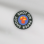 shot on paper shoot text lens cover with centre mushroom graphic with grip groves 